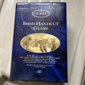 Blue and Gold Handcut Glass Vase